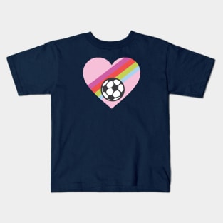 Heart Soccer Rainbow Kids T-Shirt